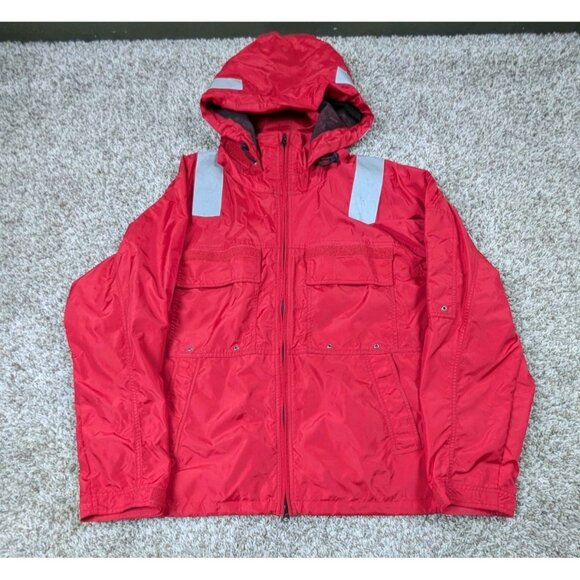 Vintage Polo Sport Ralph Lauren Rain Jacket Windbreaker Men Large Red Y2K Zip Up - Picture 1 of 8